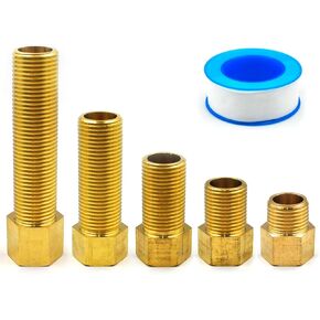 5 عبوات من مجموعة محولات تمديد نحاسية مقاس 1/2 بوصة، تجهيزات أنابيب حلمة ذكر × أنثى مقاس 1/2 بوصة، محول محول جلبة سداسية، الطول 30/40/50/70/100 مم مع شريط إغلاق in Kuwait