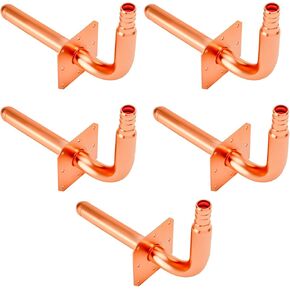 Pack of 5,1/2 In Copper Stub Out Elbows with Wall Flange,F1807 Lead-Free PEX-B/C Barb Crimp Fittings,6 Inch Length, for Bathroom Faucet, Shower Valve,Toilet Supply,Easy Installation, Remodel Plumbing in Saudi Arabia
