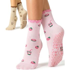 جوارب بيلاتيس مضادة للانزلاق للنساء، جوارب يوجا جريبي للبار، الباليه، ومصلح البيلاتس، جوارب تمارين مضادة للانزلاق in Kuwait