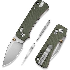 سكين جيب صغير من CIVIVI لـ EDC، Baby Banter 2 - سكين قابل للطي بقفل العارضة TG مع مقبض G10 ثنائي اللون مقاس 2.34 بوصة 14C28N، فتاحة إبهام من التيتانيوم C24074-1 in Kuwait