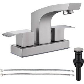 Centerset Bathroom Faucet, Stainless Steel Black Sink Faucet Bathroom with Pop Up Drain and cUPC Supply Hose, 2 Handle 4 inch Center-Set Bathroom Sink Faucet Matte Black 2 Hole in Saudi Arabia