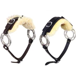 Black/Brown Hackamore Bitless Horse Bit English Western Adjustable Padded Fur Original Leather Bridle Equestrian Tack in Kuwait