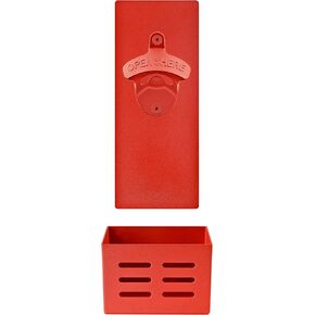 Magnetic Bottle Opener Wall Mount Beer Top Opener with Cap Catcher Bucket and Black Plate Stuck on Fridge Cooler RV in Kuwait