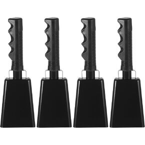 PATIKIL 9inch Cow Bells for Football Games, 4pcs Cowbells for Sporting Events Bulk Loud Noise Makers Metal Cow Bell with Handle for Cheering Competition Marathon Wedding DIY Paint, Orange in Saudi Arabia