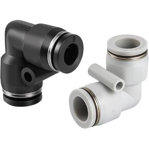 PV Pneumatic Connector Black And White L-shaped Two-way PV4/6/8/10/12 Quick Plugs Air Pipe Elbow 1Pcs(黑色PV-10) in Kuwait