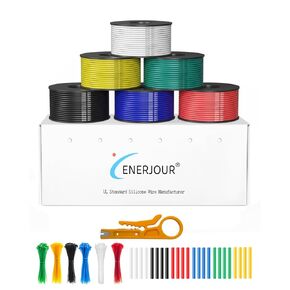 سلك قياس 22 156 قدمًا، كابل سيليكون مرن 22 AWG، 6 ألوان لكل بكرة سلك 26 قدمًا، طقم أسلاك توصيل كابل نحاسي معلب مجدولة لـ 12 فولت 24 فولت، DIY، السيارات، البطارية، 200 درجة مئوية in Kuwait