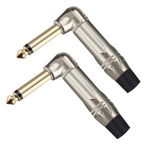 2PCS Right Angle Mono 6.35MM Jack 6.3MM Male Plug Connector 1/4 Inch Plug Microphone Connector(Red) in Kuwait