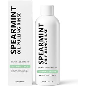 Spearmint Oil Pulling Rinse, Cold-Pressed Coconut Oil for Whitening Teeth Mouthwash, 237ML/8 FL.OZ Powerful Organic Peppermint Oil Maintain Gum Health & Oral Cleaner & Freshness Breath, Mint (1) in Saudi Arabia