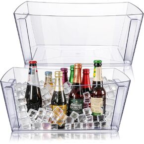 11.5L Ice Bucket for Parties 2PCS, 3.05Gal Commercial Drink Cooler for Champagne/Beer/Cocktails, Plastic Beverage Tub for Mimosa Bars, Wedding & Events (15.7x11.8x6.7 in) in Saudi Arabia