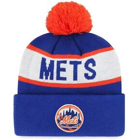 Officially Licensed NY Mets Baseball Pom Cuffed Knit Beanie Hat Classic Edition Primary Home Team Logo Embroidered MVP Sports Winter Blue Cap in Kuwait