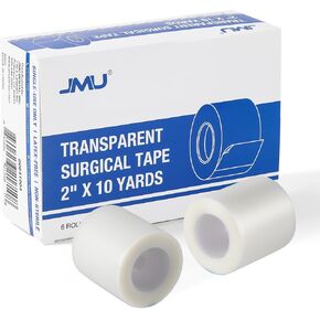 JMU Medical Tape, 6 Rolls Transparent Surgical Tape, 2" x 10 Yards, Latex-Free, Wound Visualization & Hypoallergenic, for Wound Care First Aid Dental Medical in Kuwait