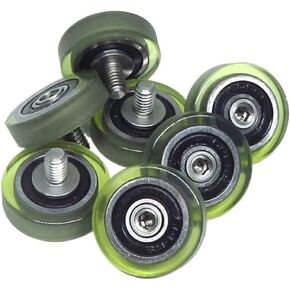 5 قطع بكرات مطلية بالبولي يوريثان بقطر خارجي 18 مم مع محامل 605RS ومسامير M4 PU60518-5C1L6M4 بكرات صامتة من المطاط الناعم من البولي يوريثين (PU60518-5) in Kuwait