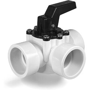 صمام محول لحمام السباحة Fibropool - 1 1/2 بوصة - 3 اتجاهات - صمام انزلاقي بديل لحمامات السباحة والمنتجعات الصحية باللون الأبيض in Kuwait