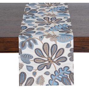 Mika Home Tropical Leaf Table Runner for Home Decor 13X72 Inches Blue Brown Seasonal Dining Table Decoration for Home in Saudi Arabia