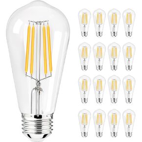 مصابيح إضاءة LED ST58، مصابيح إديسون مقاومة للكسر 60 وات مكافئة، لمبة LED E26 2700K، إضاءة زخرفية عتيقة للإضاءة المنزلية، غرفة النوم، الحمام، غير قابلة للتعتيم (4 عبوات-أبيض دافئ) in Kuwait