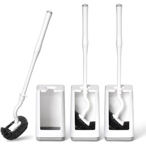 Toilet Bowl Brush and Holder Sturdy Plastic Long Handled Toilet Brushes for Bathroom with Ventilated Base Easy to Assemble for Deep Cleaning (White 1) in Saudi Arabia