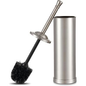 Brushed Nickel Toilet Brush and Holder Set,304 Stainless Steel Toilet Bowl Brush and Holder for Bathroom,Silver Heavy Duty Toilet Brush,Durable Scrubbing Bristles,Splash Resistant,Long Handle in Saudi Arabia