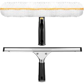 Window Cleaning Squeegee Kit- 14" Squeegee & Microfiber Rotatable Window Scrubber,All-Purpose Tile Shower Walls Window Glass Car Windshield Mirrors,Reusable Microfiber Sleeve in Kuwait