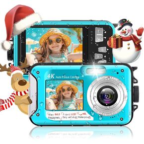 Underwater Camera, Waterproof Camera Autofocus with 32GB Card, 10FT Waterproof Digital Camera with 2.7" Screen for Kids, 16X Fill Light Portable Compact Digital Camera for Snorkeling, Pink in Kuwait