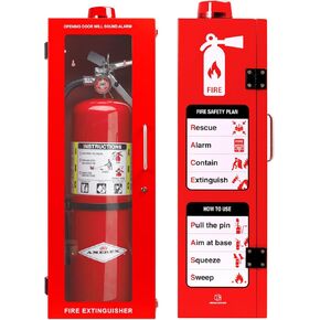Outdoor 20 lb Fire Extinguisher Cabinet | Wall & Surface Mount | Optional Alarm & Lock | Fire Safety Instructions Included | Holds 10 lb, 15 lb and 20 lb Extinguishers (Red, 20 lb) in Kuwait