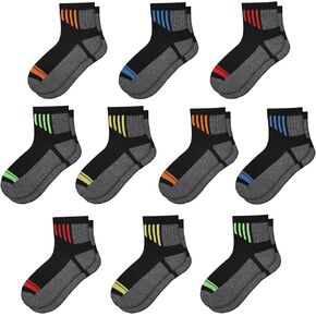 Comfoex 10 Pairs Boys Quarter Socks Athletic Ankle Socks With Cushioned Sports Socks for kids 4-7 7-10 Years Old in Kuwait