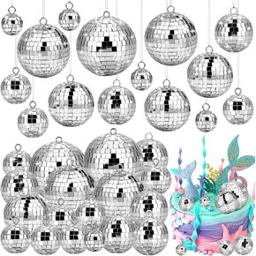 Flasoo 70 قطعة كرة ديسكو، 5 أحجام كرة ديسكو الحلي، 4/3.2/2.4/2/1.2 بوصة كرة مرآة معلقة، كرات ديسكو صغيرة كعكة توبر ديسكو تحت عنوان حفل زفاف شجرة عيد الميلاد ديكور عطلة لوازم الحفلات in Kuwait