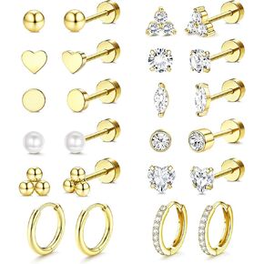 Incaton هيبوالرجينيك الأقراط المسطحة الظهر الغضروف القرط مداخن الجراحية الفولاذ المقاوم للصدأ الأقراط للآذان الحساسة الصغيرة المسطحة مسمار هوب القرط مجموعات للحلزون الزنمة متعددة ثقب المجوهرات in Kuwait