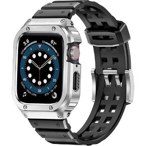 سوار حماية متين من SUPLINK لساعة Apple Watch Ultra 2 Band/3/1، متوافق مع أحزمة ساعة Apple للرجال مقاس 49 مم، طقم واقي شاشة ممتص للصدمات مقاوم للخدش لـ iWatch Ulltra 3 Bands (أسود) in Kuwait