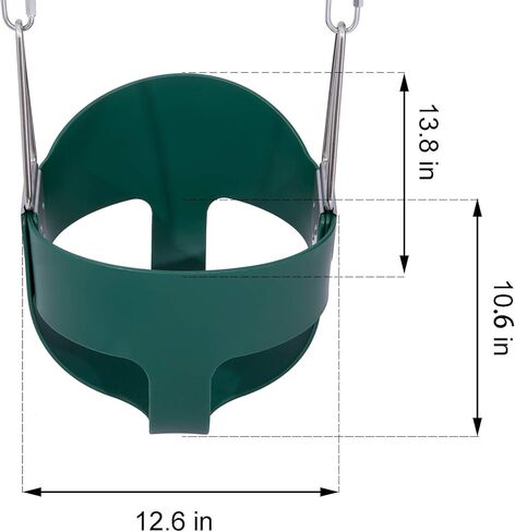 Orgrimmar Toddler Swing Seat High Back Full Bucket with Heavy Duty 66" Plastic Coated Chain, Snap Hooks and Tree Hanging Straps (Green) in Saudi Arabia