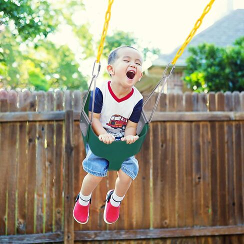 Orgrimmar Toddler Swing Seat High Back Full Bucket with Heavy Duty 66" Plastic Coated Chain, Snap Hooks and Tree Hanging Straps (Green) in Saudi Arabia