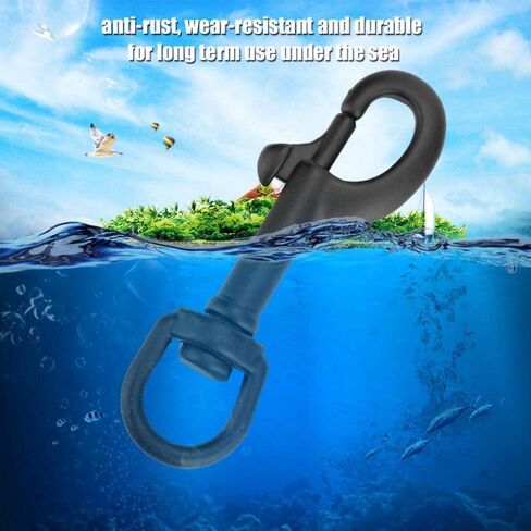 Tbest Xdeep Dive Clip,Double Snap Hook,Diving Bolt Snap,Diving Hook,Stainless Steel Double Ended Bolt Snap Hook Swivel Eye Snap Bolt Hook Kit Diving Accessory(75mm Black) in Saudi Arabia