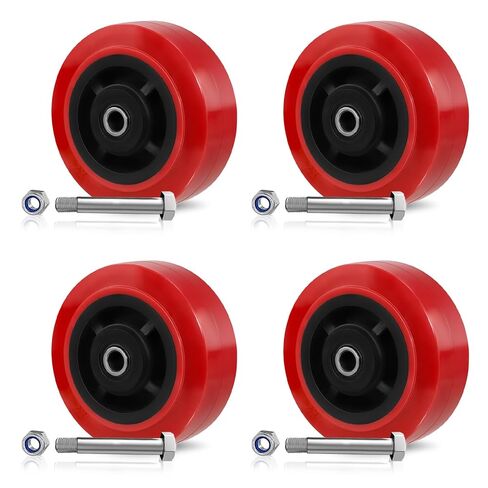 SY America 5" x 2" Polyurethane Caster Wheels, Heavy Duty Polyurethane on Polyolefin Core, 3200 LBS Load Capacity, Set of 4, for Warehousing & Material Handling in Saudi Arabia