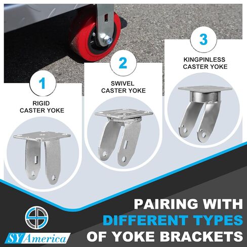 SY America 5" x 2" Polyurethane Caster Wheels, Heavy Duty Polyurethane on Polyolefin Core, 3200 LBS Load Capacity, Set of 4, for Warehousing & Material Handling in Saudi Arabia