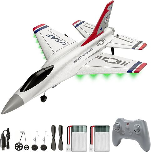 DEERC 2CH F22 RAPTOR RC Plane مع أضواء ، ألعاب مقاتلة طائرة التحكم عن بُعد ، 2.4 جيجا هرتز 6 محاور GYROT STATINGER RTF طائرة طائرة طائرة طائرة طائرة طائرة مع بطاريتين ، من السهل الطيران للأطفال المبتدئين الأولاد in Kuwait