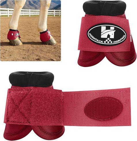 Bell Boots for Horses, Comfortable Fit Horse Bell Boots for Outdoor Sports, Professional Choice Prevent Sprains, Convenient Hook and Loop Design (Black, L) in Kuwait