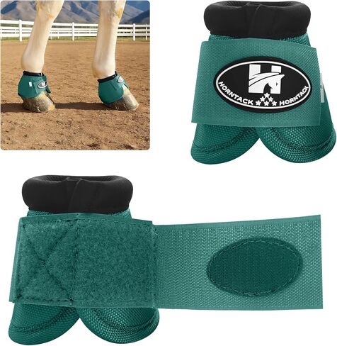 Bell Boots for Horses, Comfortable Fit Horse Bell Boots for Outdoor Sports, Professional Choice Prevent Sprains, Convenient Hook and Loop Design (Black, L) in Kuwait