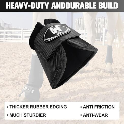 Bell Boots for Horses, Comfortable Fit Horse Bell Boots for Outdoor Sports, Professional Choice Prevent Sprains, Convenient Hook and Loop Design (Black, L) in Kuwait