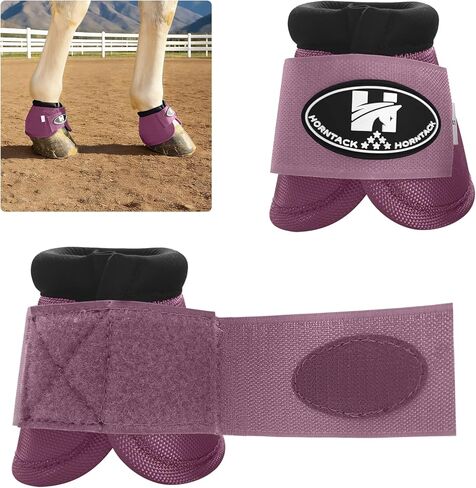 Bell Boots for Horses, Comfortable Fit Horse Bell Boots for Outdoor Sports, Professional Choice Prevent Sprains, Convenient Hook and Loop Design (Black, L) in Kuwait