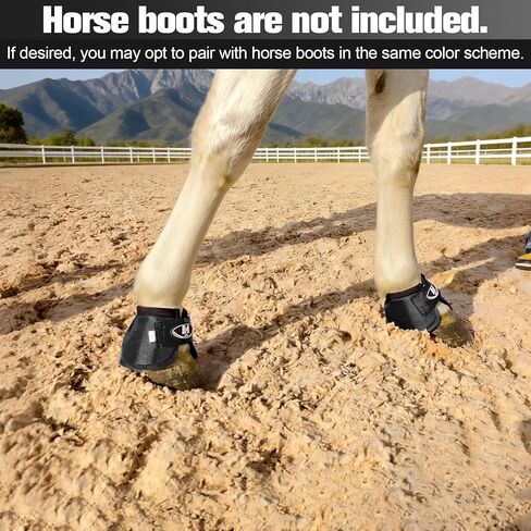 Bell Boots for Horses, Comfortable Fit Horse Bell Boots for Outdoor Sports, Professional Choice Prevent Sprains, Convenient Hook and Loop Design (Black, L) in Kuwait