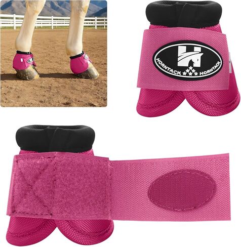 Bell Boots for Horses, Comfortable Fit Horse Bell Boots for Outdoor Sports, Professional Choice Prevent Sprains, Convenient Hook and Loop Design (Black, L) in Kuwait