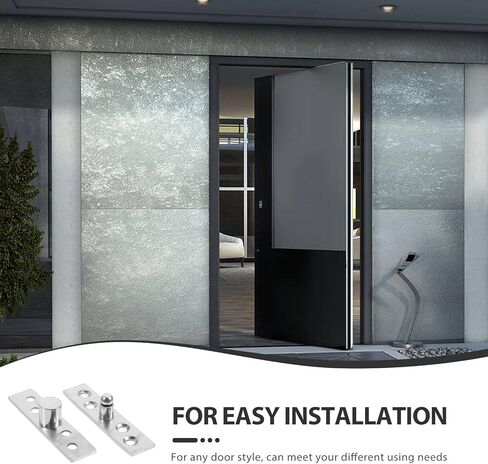 Holibanna 2pcs Stainless 360 Degree Rotating Pivot Hinges Hidden Center Shaft Offset Door Pivot Hinges for Cabinet and Wood Doors in Kuwait