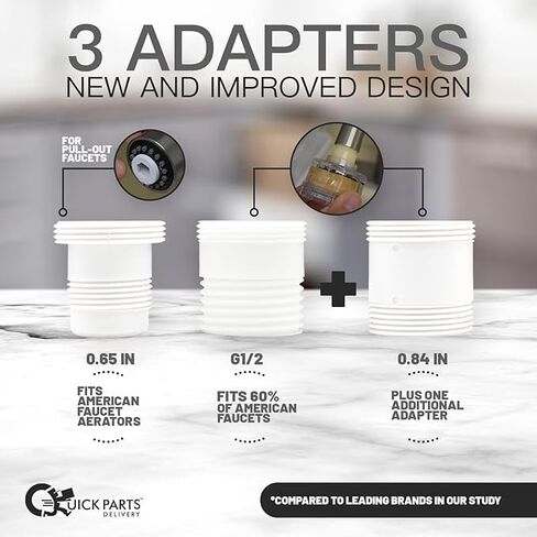 Kitchen and Bathroom Faucet Filter Kit - Includes 10 Adapters - Improves Taste and Odor, Protects Skin and Health - Removes Dirt and Rust (Sediment) in Kuwait