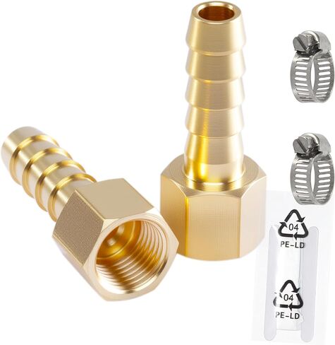 تركيبات خرطوم نحاسية، 1/8 أنثى NPT إلى 1/4 بوصة تركيب بارب، موصل محول معادن نحاسية مع مشبك خرطوم من الفولاذ المقاوم للصدأ، مثالي للهواء والوقود والغاز والزيت 11 in Kuwait