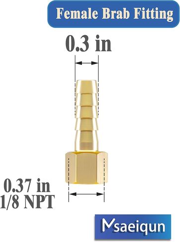 تركيبات خرطوم نحاسية، 1/8 أنثى NPT إلى 1/4 بوصة تركيب بارب، موصل محول معادن نحاسية مع مشبك خرطوم من الفولاذ المقاوم للصدأ، مثالي للهواء والوقود والغاز والزيت 11 in Kuwait