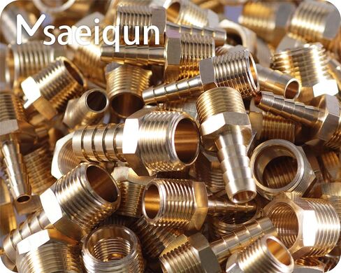 تركيبات خرطوم نحاسية، 1/8 أنثى NPT إلى 1/4 بوصة تركيب بارب، موصل محول معادن نحاسية مع مشبك خرطوم من الفولاذ المقاوم للصدأ، مثالي للهواء والوقود والغاز والزيت 11 in Kuwait