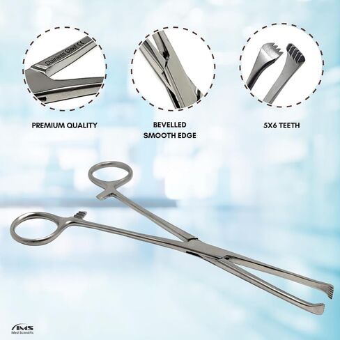 مشابك مسننة من الفولاذ المقاوم للصدأ من Allis تأتي بأسنان 4x5 و5x6 مع سقاطة قفل متعددة الأوضاع لقبضة محكمة (5x6 أسنان - 7 بوصات فضية) in Kuwait