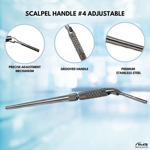 مقبض مشرط متعدد الوظائف قابل للتعديل رقم 4 مع 7 تعديلات متعددة الزوايا (0 درجة، 30 درجة، 60 درجة، 90 درجة، 120 درجة، 150 درجة، 180 درجة) سكين حامل شفرة من الفولاذ المقاوم للصدأ لاستخدامه في مجموعات مختبر تشريح طلاب الطب in Kuwait