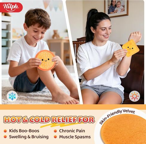 Hilph Kids Ice Packs - Cute Hamburger Boo Boo Ice Pack for Toddlers & Children, 6-Piece Ruesable Hot Cold Gel Therapy Compress Set for Injury, Body Pain Relief, Bumps, Headaches, Tootheche in Saudi Arabia