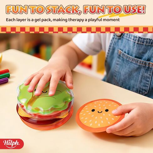 Hilph Kids Ice Packs - Cute Hamburger Boo Boo Ice Pack for Toddlers & Children, 6-Piece Ruesable Hot Cold Gel Therapy Compress Set for Injury, Body Pain Relief, Bumps, Headaches, Tootheche in Saudi Arabia