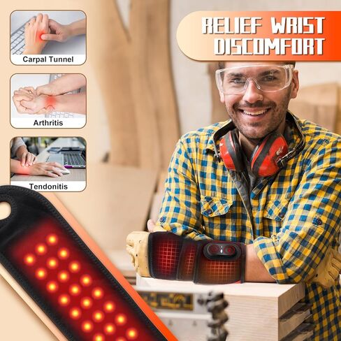 وسادة تدليك يد لاسلكية للمعصم لتخفيف الألم، مدلك يد ساخن قابل لإعادة الشحن لالتهاب المفاصل ونفق الرسغ، لفافة تدليك المعصم بالعلاج بالضوء الأحمر، أسود in Saudi Arabia